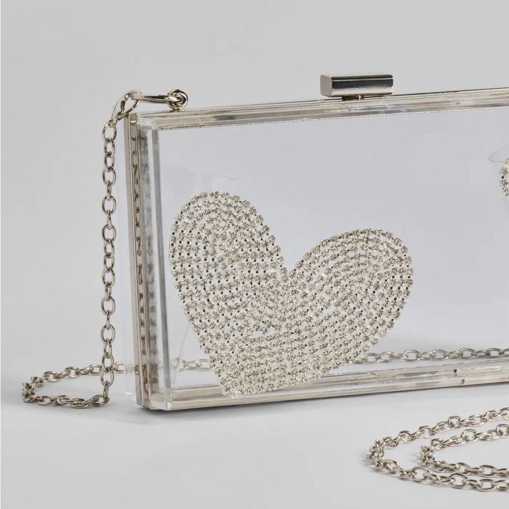 Heart's Content Rhinestone Clear Box Bag - Picture 2 of 5